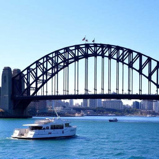 Car driving over Sydney Harbour Bridge